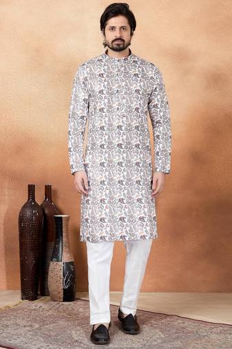 Brown art silk straight kurta for men