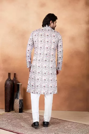 Brown art silk straight kurta for men