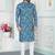 Blue art silk straight kurta for men