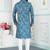 Blue art silk straight kurta for men