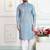 Blue art silk straight kurta for men