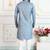 Blue art silk straight kurta for men