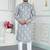 Blue art silk straight kurta for men