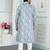 Blue art silk straight kurta for men