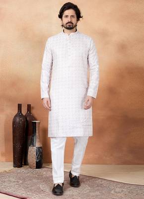 Brown art silk straight kurta for men 1