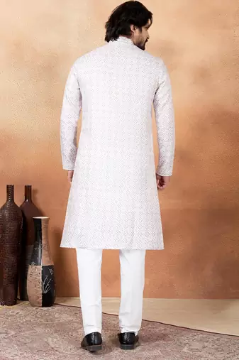 Brown art silk straight kurta for men