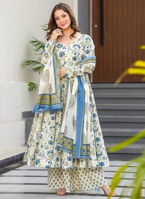 Off white muslin digital print designer salwar suit 1