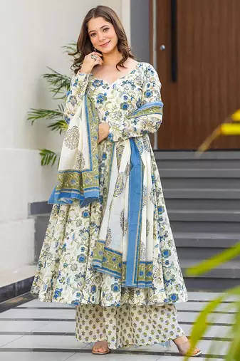 Off white muslin digital print designer salwar suit