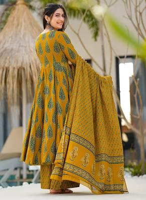 Mustard muslin digital print designer salwar suit 3