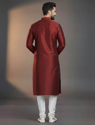 Maroon dupion silk embroidered kurta set 2