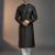 Black dupion silk embroidered kurta set