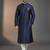 Navy dupion silk embroidered kurta set