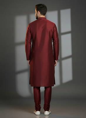 Maroon dupion silk embroidered kurta set 2