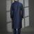 Navy dupion silk embroidered kurta set