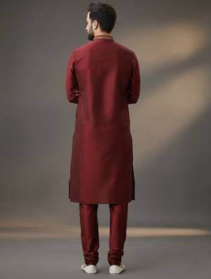 Maroon dupion silk  kurta set 2