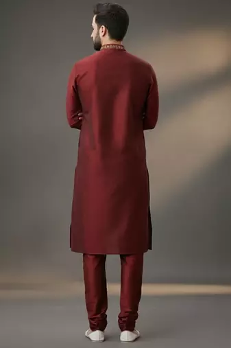 Maroon dupion silk  kurta set
