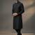 Black dupion silk embroidered kurta set