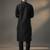 Black dupion silk embroidered kurta set