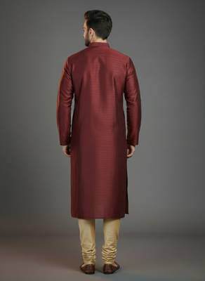 Maroon dupion silk embroidered kurta set 2