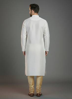 White dupion silk embroidered kurta set 2