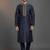 Navy dupion silk embroidered kurta set