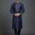 Navy dupion silk embroidered kurta set