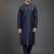 Navy dupion silk embroidered kurta set