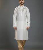 White dupion silk kurta set