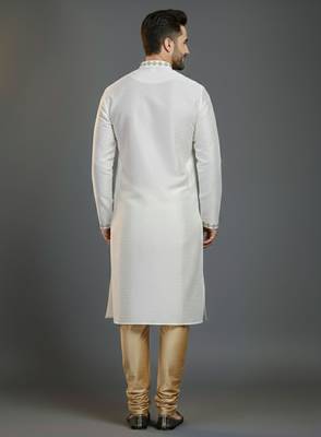 White dupion silk kurta set 2