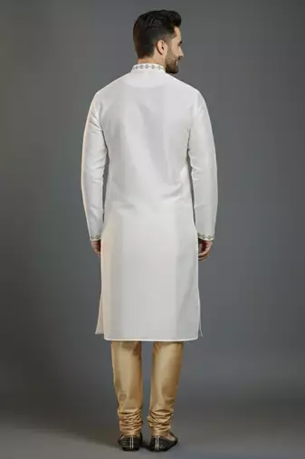 White dupion silk kurta set