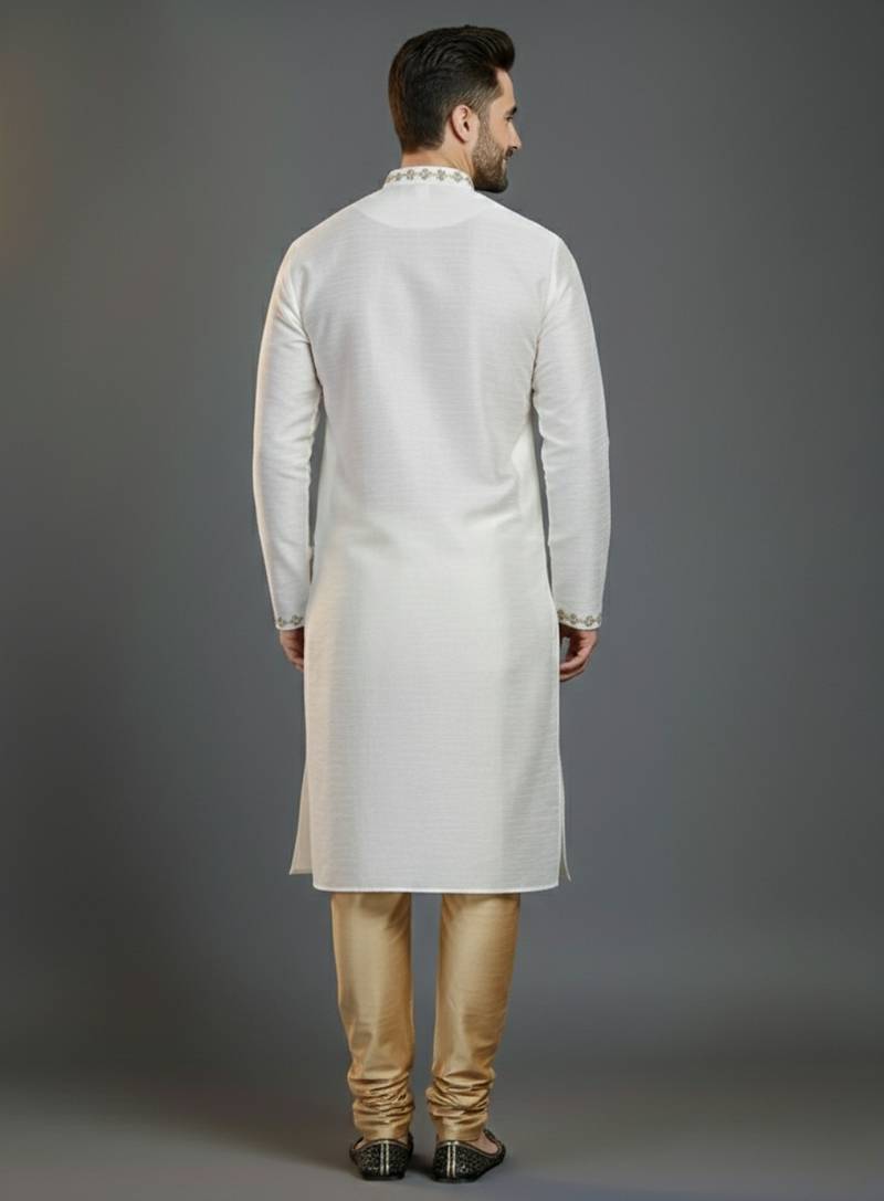 White dupion silk kurta set