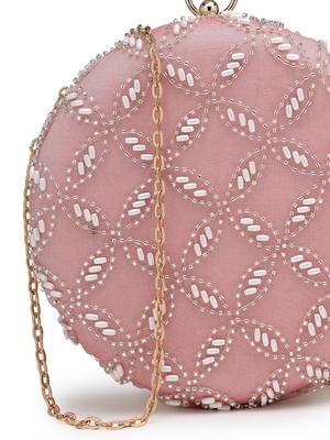 Anekaant glided gleam pink net diamond embellished clutch 8