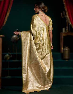 Light green  satin silk blend saree with stylish pom-pom pallu 2
