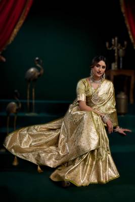 Light green  satin silk blend saree with stylish pom-pom pallu 3
