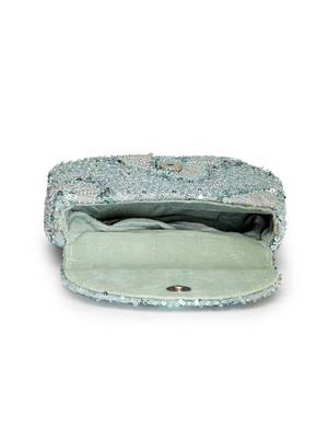  petal posh steel blue faux silk floral embellished clutch 7