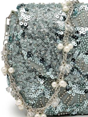  petal posh steel blue faux silk floral embellished clutch 8