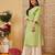 Ada hand embroidered green cotton lucknowi chikankari straight kurta