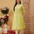 Ada hand embroidered lemon yellow cotton lucknowi chikankari straight kurta