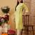 Ada hand embroidered lemon yellow cotton lucknowi chikankari straight kurta