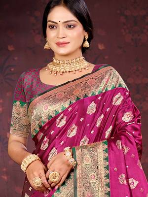 light plum satin silk woven work traditional saree 2