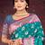 teal green satin silk woven work traditional saree