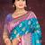 teal blue satin silk woven work traditional saree