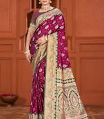 light plum satin silk woven work traditional saree