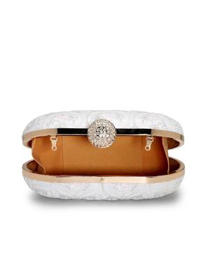  woven reverie white faux silk floral vine embroidered clutch 7