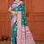 teal green satin silk woven work traditional saree