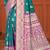 teal green satin silk woven work traditional saree