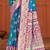 teal blue satin silk woven work traditional saree