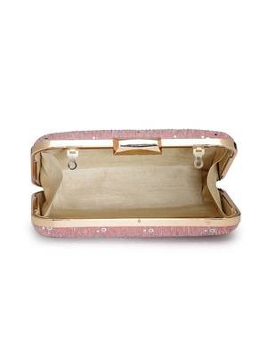 Anekaant woven reverie pink georgette pleated sequined fabric clutch 7