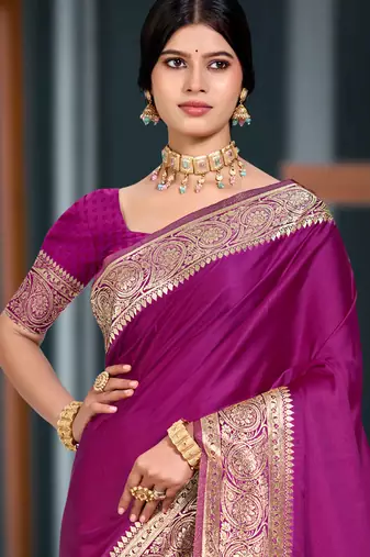 wine purple silk blend woven work traditional saree