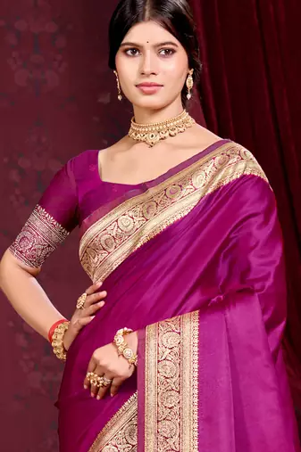 wine purple silk blend woven work traditional saree